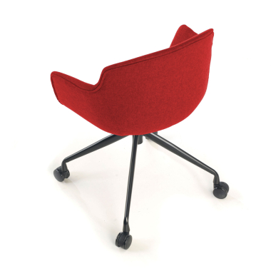 visitor chair red swivel with casters fabric upholstered armrests 5