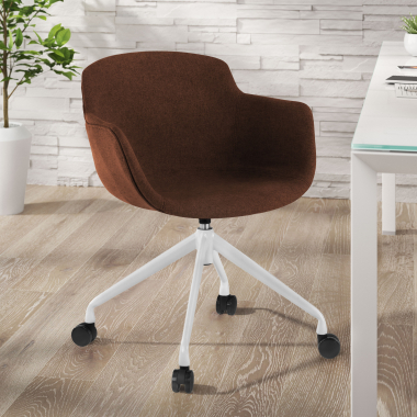 visitor chair brown swivel with casters fabric upholstered armrests 2