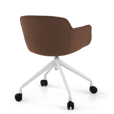 visitor chair brown swivel with casters fabric upholstered armrests 5