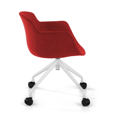 visitor chair red swivel with casters fabric upholstered armrests 4