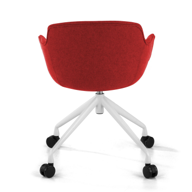 visitor chair red swivel with casters fabric upholstered armrests 6
