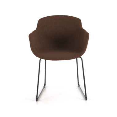 visitor chair brown sled base frame mesh fixed armrests 3