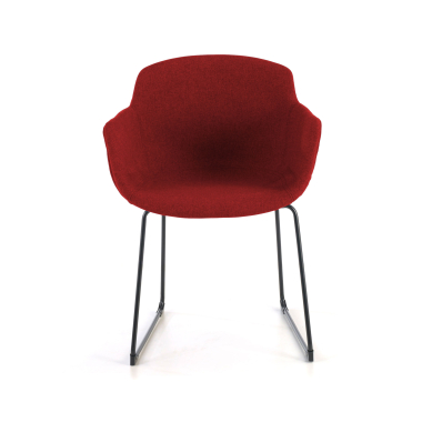 visitor chair red sled base frame mesh fixed armrests 3