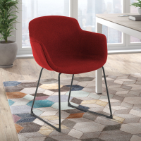 Laure waiting room chair, sled base, thick padding, upholstered