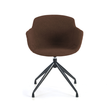 visitor chair brown pyramid base fabric upholstered armrests 3