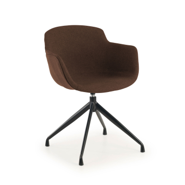 visitor chair brown pyramid base fabric upholstered armrests 1