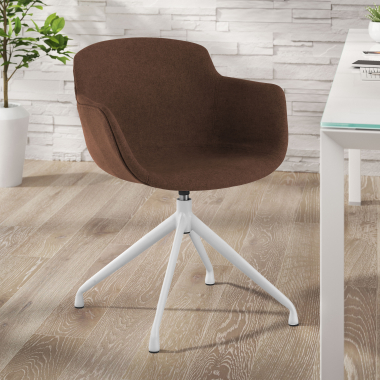 visitor chair brown pyramid base fabric upholstered armrests 2