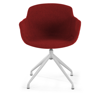 visitor chair red pyramid base fabric upholstered armrests 3
