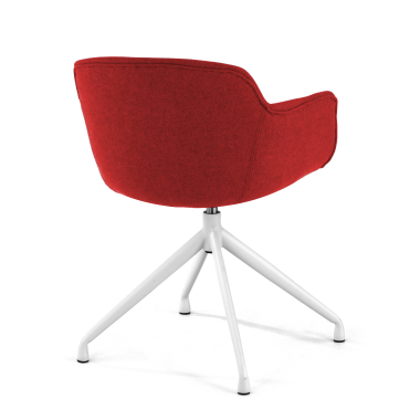 visitor chair red pyramid base fabric upholstered armrests 5
