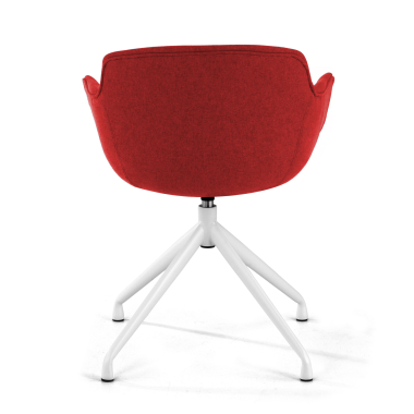 visitor chair red pyramid base fabric upholstered armrests 6