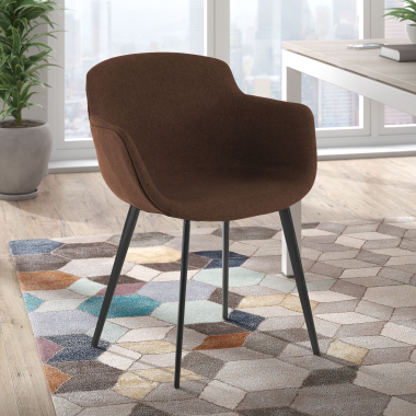 visitor chair brown 4 legs fabric upholstered armrests 2