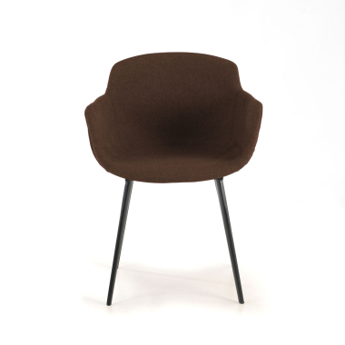 visitor chair brown 4 legs fabric upholstered armrests 3