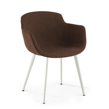 visitor chair brown 4 legs fabric upholstered armrests 1