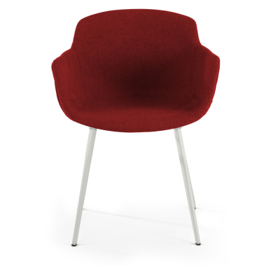 visitor chair red 4 legs fabric upholstered armrests 9