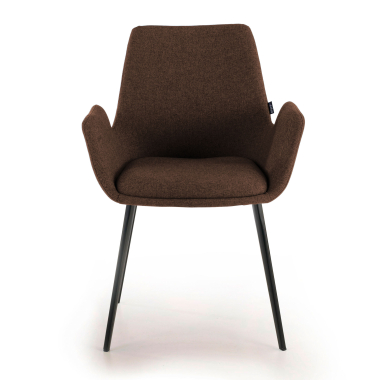 visitor chair brown 4 legs fabric upholstered armrests 3