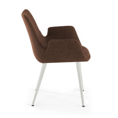 visitor chair brown 4 legs fabric upholstered armrests 4