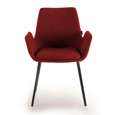visitor chair red 4 legs fabric upholstered armrests 3