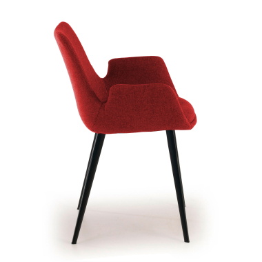 visitor chair red 4 legs fabric upholstered armrests 6