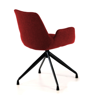 visitor chair red swivel fabric upholstered armrests 4