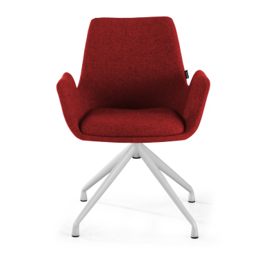 visitor chair red swivel fabric upholstered armrests 3