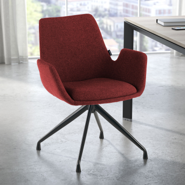 visitor chair red swivel fabric upholstered armrests 2