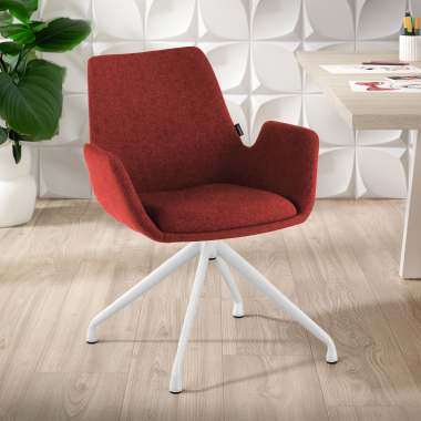 visitor chair red swivel fabric upholstered armrests 2