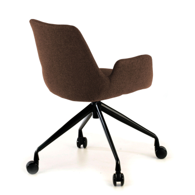 visitor chair brown swivel with casters fabric upholstered armrests 4