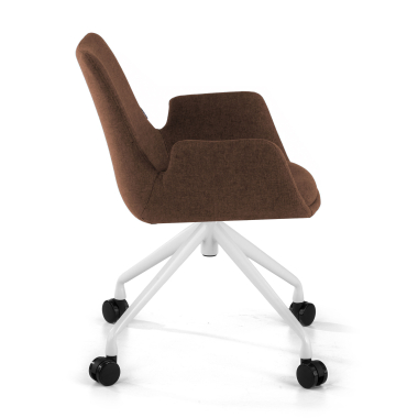 visitor chair brown swivel with casters fabric upholstered armrests 4