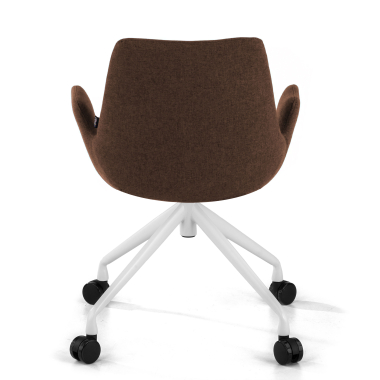 visitor chair brown swivel with casters fabric upholstered armrests 6