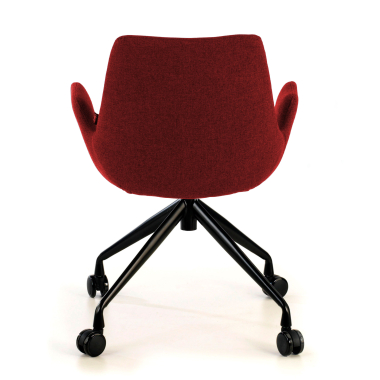 visitor chair red swivel with casters fabric upholstered armrests 6