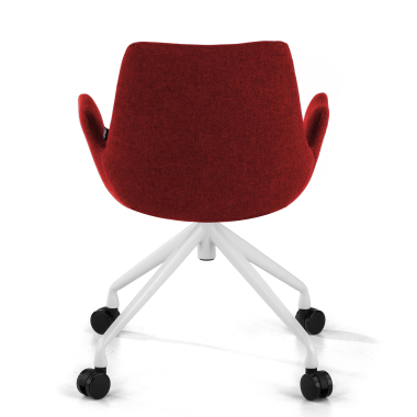 visitor chair red swivel with casters fabric upholstered armrests 6