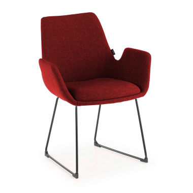 visitor chair red sled base frame fabric fixed armrests 1