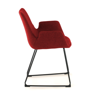 visitor chair red sled base frame fabric fixed armrests 5