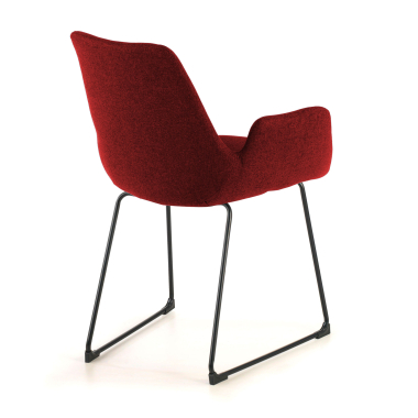 visitor chair red sled base frame fabric fixed armrests 6