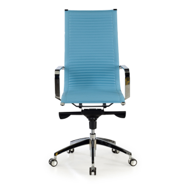 office chair light blue chromed frame faux leather synthetic leather fixed armrests 3