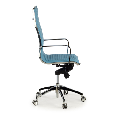 office chair light blue chromed frame faux leather synthetic leather fixed armrests 4