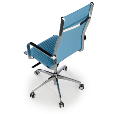 office chair light blue chromed frame faux leather synthetic leather fixed armrests 7