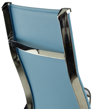 office chair light blue chromed frame faux leather synthetic leather fixed armrests 8
