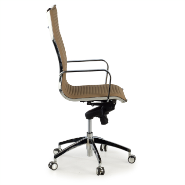 office chair brown coffee chromed frame faux leather synthetic leather fixed armrests 4