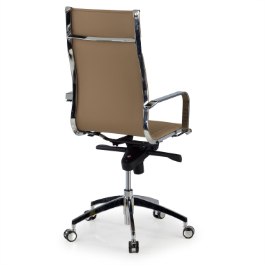 office chair brown coffee chromed frame faux leather synthetic leather fixed armrests 5