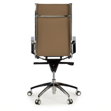 office chair brown coffee chromed frame faux leather synthetic leather fixed armrests 6