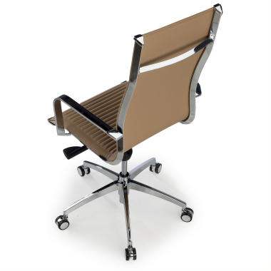 office chair brown coffee chromed frame faux leather synthetic leather fixed armrests 7