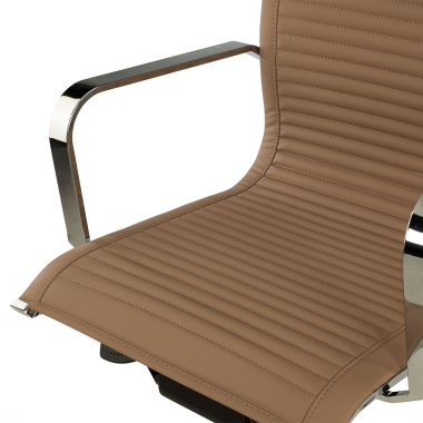 office chair brown coffee chromed frame faux leather synthetic leather fixed armrests 8