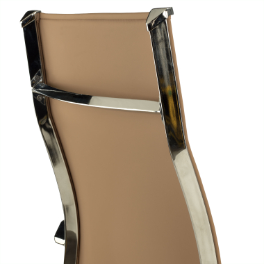 office chair brown coffee chromed frame faux leather synthetic leather fixed armrests 9