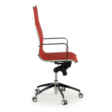 office chair red chromed frame faux leather synthetic leather fixed armrests 4