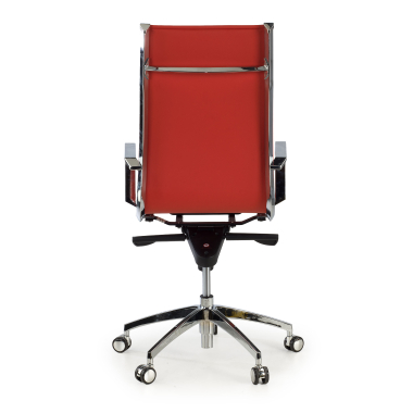 office chair red chromed frame faux leather synthetic leather fixed armrests 6