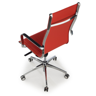 office chair red chromed frame faux leather synthetic leather fixed armrests 7