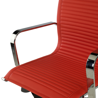 office chair red chromed frame faux leather synthetic leather fixed armrests 8