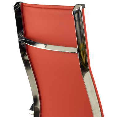 office chair red chromed frame faux leather synthetic leather fixed armrests 9