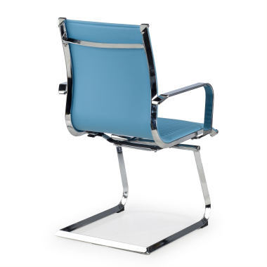 visitor chair light blue chromed frame faux leather synthetic leather fixed armrests 5